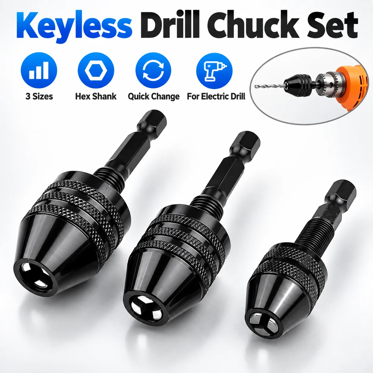 Power Xchange Tools - Chuck Bor Mini Tanpa Kunci 0,3-8mm,